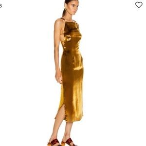 cult gaia Gold Velvet Tortoise Shell Linked Midi Shift Dress | Small